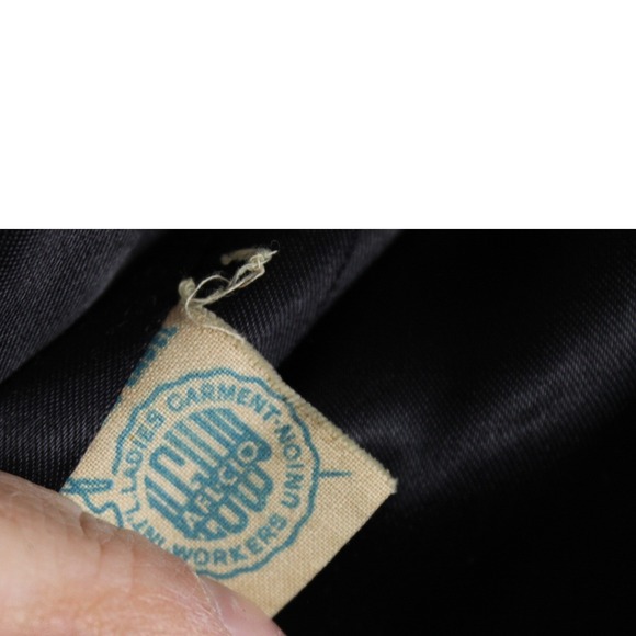 Carol Brent Vintage Black Wool Swing Coat Fur Collar Union Made Womens Large - Picture 6 of 8